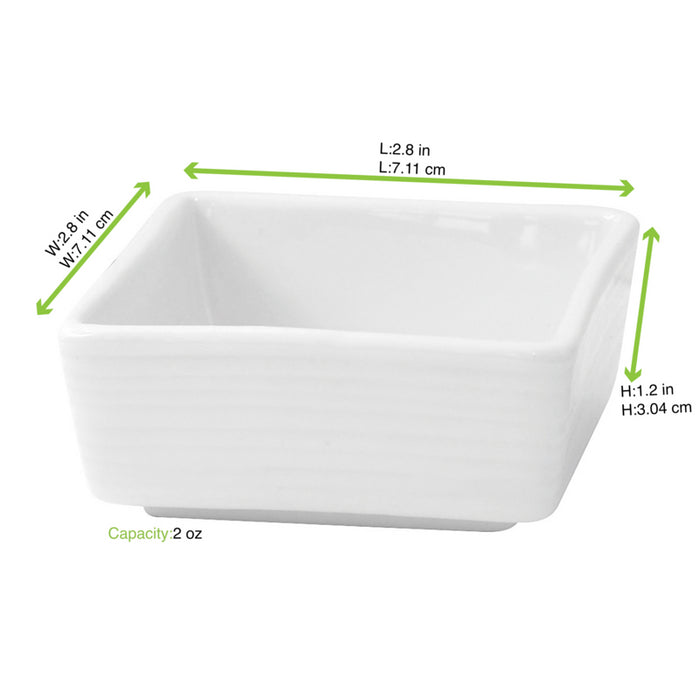 Mini cuenco cuadrado de porcelana blanca 70x70mm A31mm - 4Uds