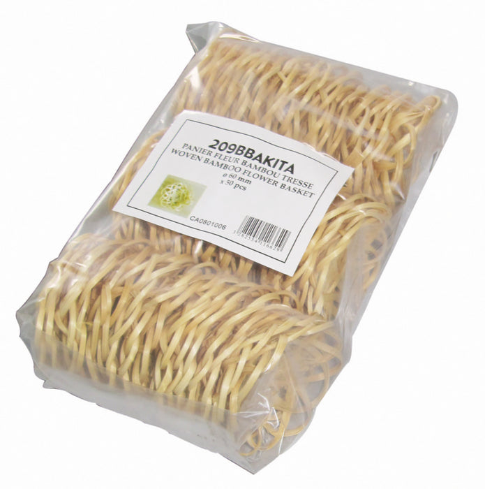 Mini cesta en bambú entrelazado AKITA Ø60mm A25mm - 50Uds