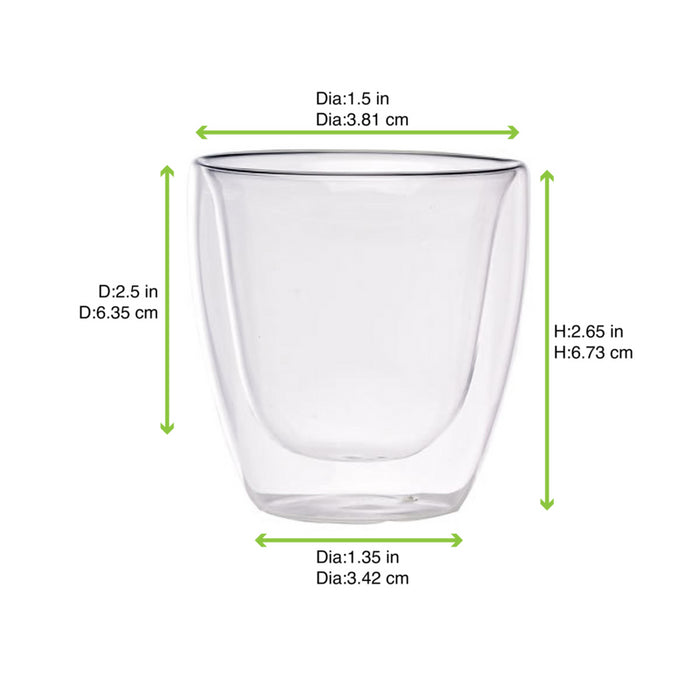 Vaso de vidrio borosilicato doble pared BOOGY 80ml A65mm - 12Uds