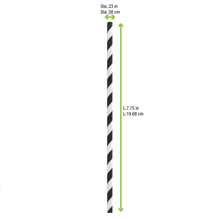 Pajita de papel negro/blanco A197mm - 500Uds