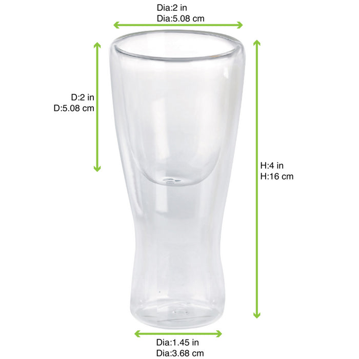 Vaso de vidrio borosilicato doble pared BAMBI 60ml A105mm - 12Uds