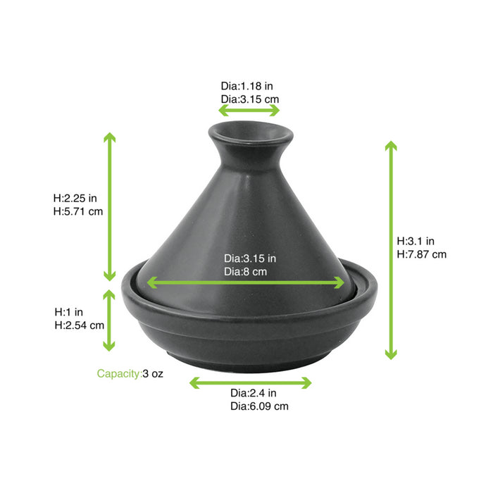 Mini tajin de porcelana negra A80mm - 4Uds