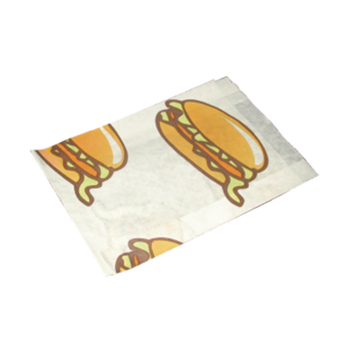 Bolsa de papel antigrasa diseño Burguer 140x50mm A220mm - 1000Uds