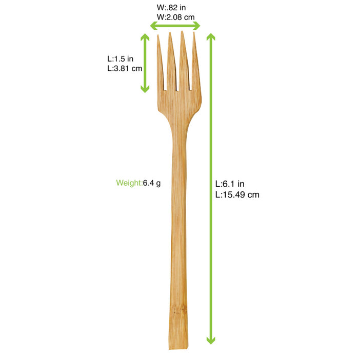 Tenedor Bambú A160mm - 8Uds