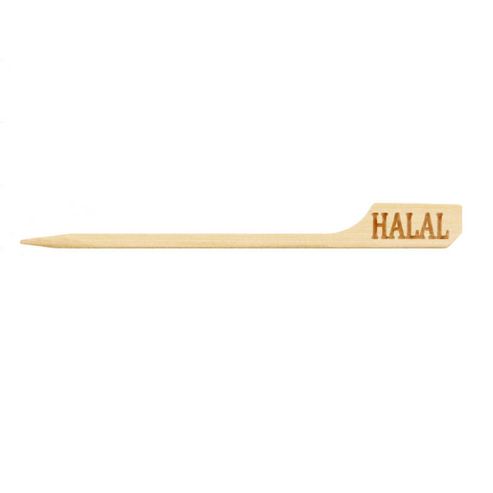 Pincho de bambú Teppo Gushi con inscripción Halal 90mm - 100Uds