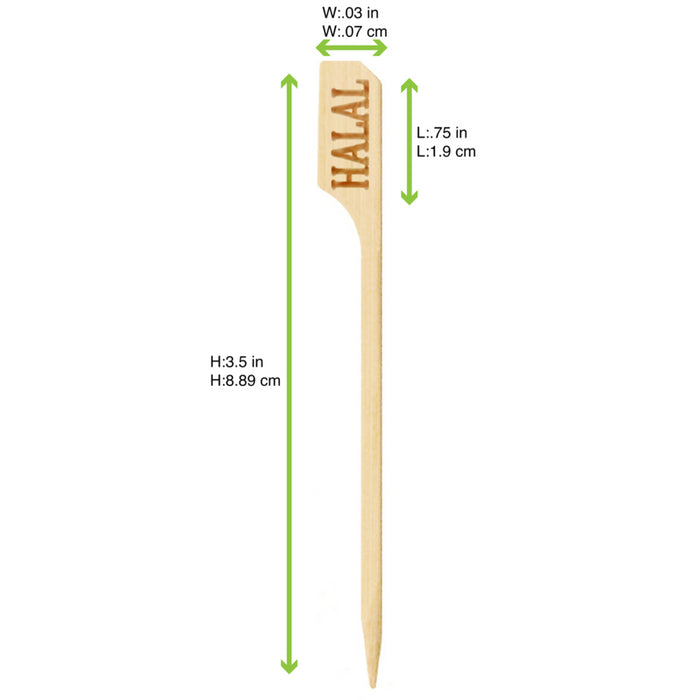 Pincho de bambú Teppo Gushi con inscripción Halal 90mm - 100Uds