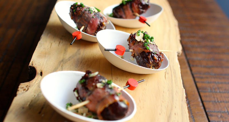 Pincho de bambú Atami con decoración negra y bola roja 90mm - 100Uds