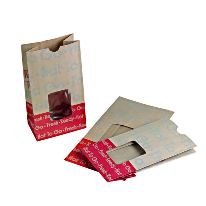 Bolsa de papel Ecokraft reforzada SOS marrón con ventana 125x75mm A235mm - 500Uds