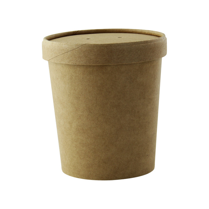 Vaso sopa cartón kraft para caliente/frío con tapa 490ml A95mm - 25Uds