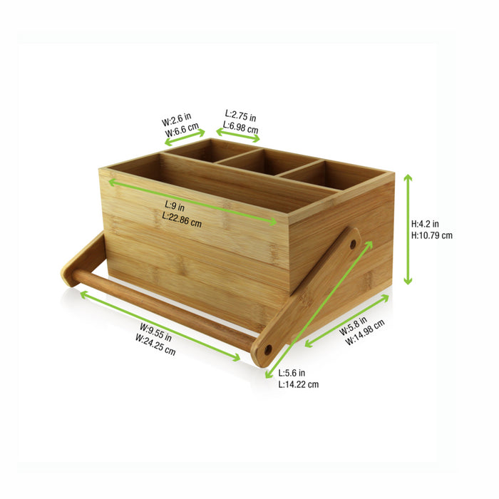 Soporte cubiertos de bambu 4 compartimentos , asa 142mm 226x148mm A107mm - 1Uds