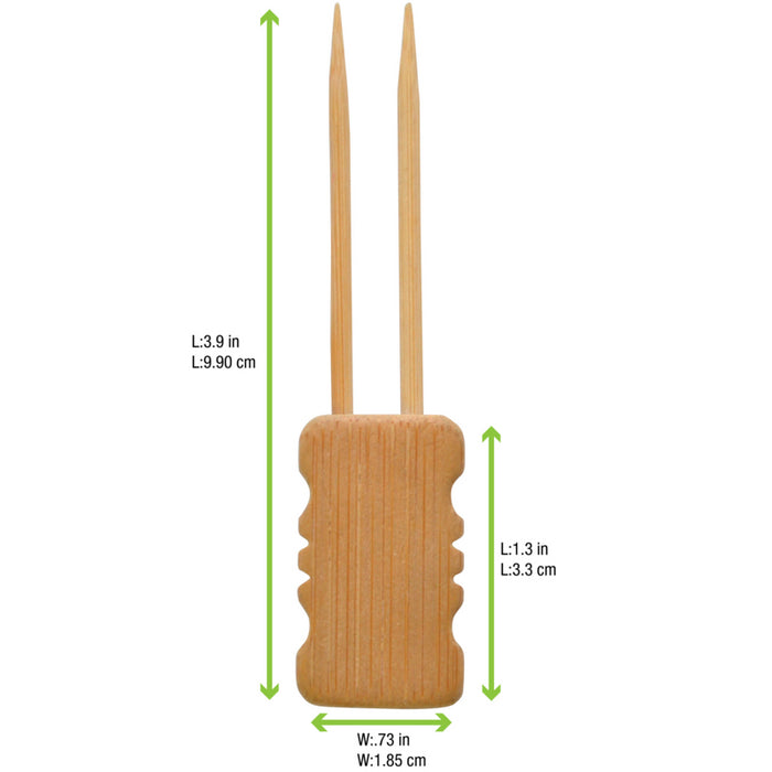 Pincho de bambú Mbola de doble rama con extremo de bloque de bambú 100mm - 24Uds