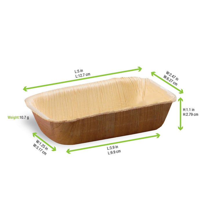 Plato rectangular de hoja de palmera 130x65mm A30mm - 50Uds