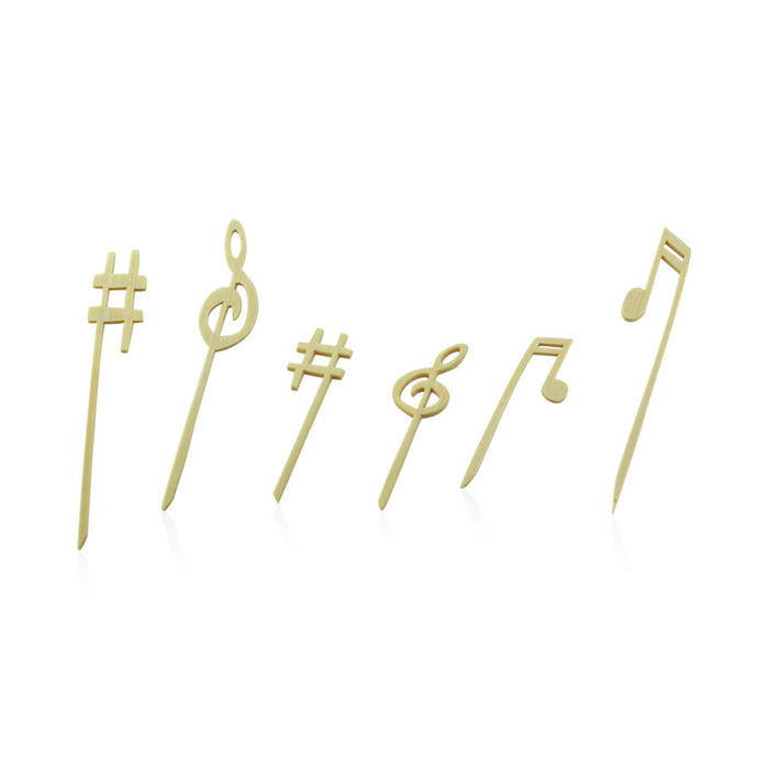 Pincho de bambú con extremo decorativo musical 120mm - 100Uds