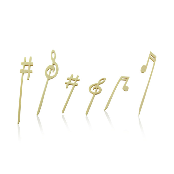 Pincho de bambú con extremo decorativo musical 90mm - 100Uds
