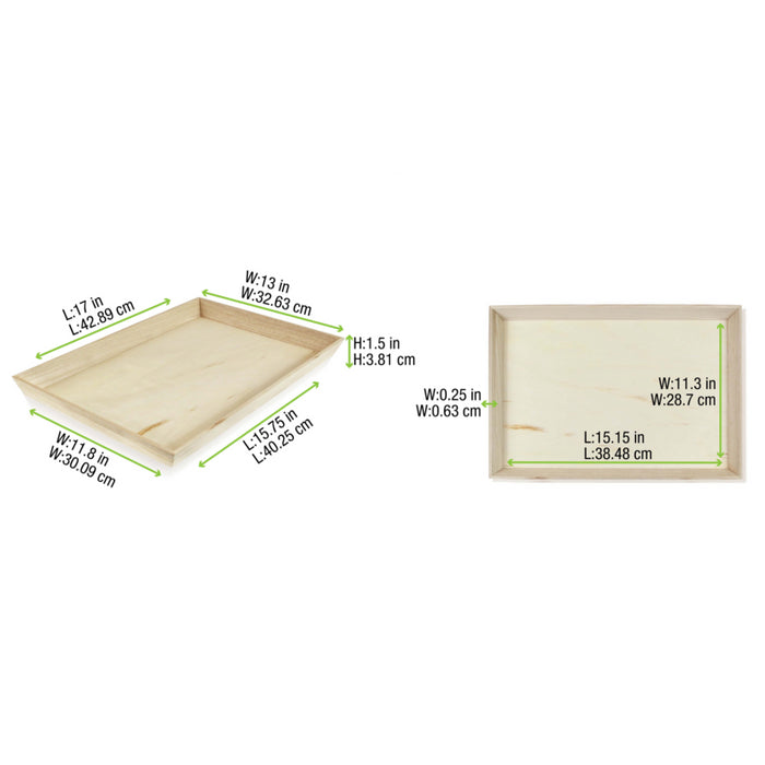 Bandeja rectangular de madera Noa 390x290mm A40mm - 10Uds