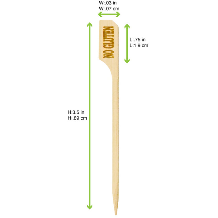 Pincho de bambú Teppo Gushi con inscripción Sin gluten 90mm - 100Uds