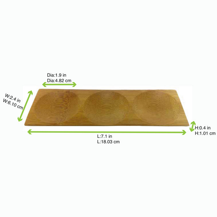 Plato de degustación de bambú 3 compartimentos PATONG 180x60mm A10mm - 12Uds