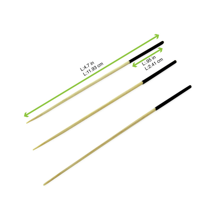 Pincho de bambú con extremo de color negro 120mm - 100Uds