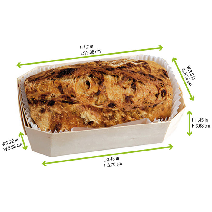 Molde de cocción rectangular exterior de madera y molde de papel interior 300ml 120x90mm A40mm - 20Uds