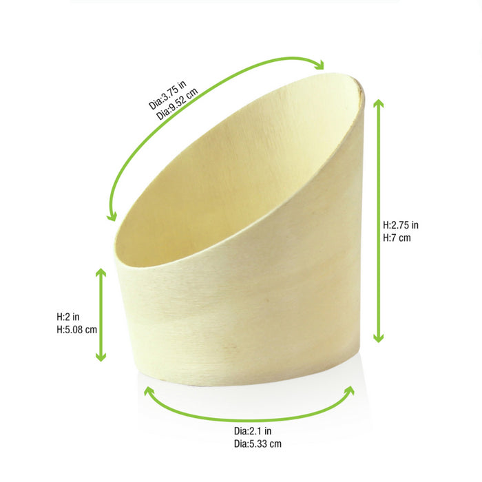 Vaso de madera inclinado 70ml A70mm - 25Uds