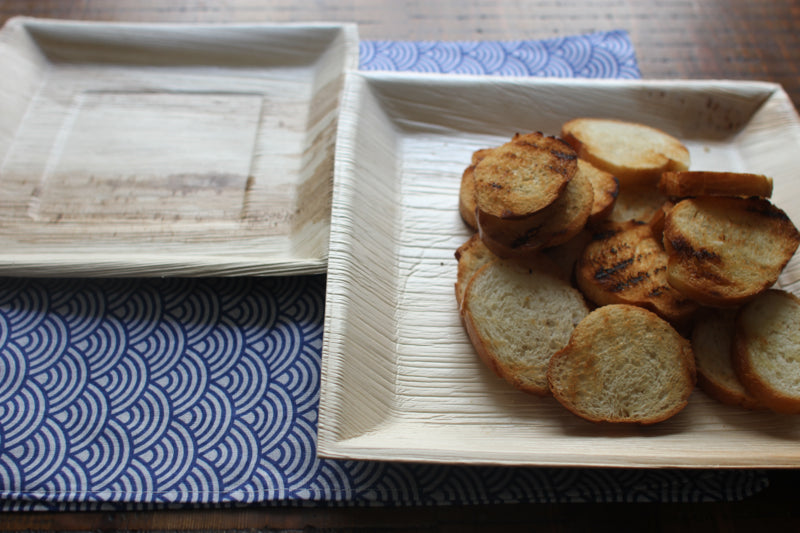 Plato cuadrado de hoja de palmera 250x250mm A25mm - 25Uds