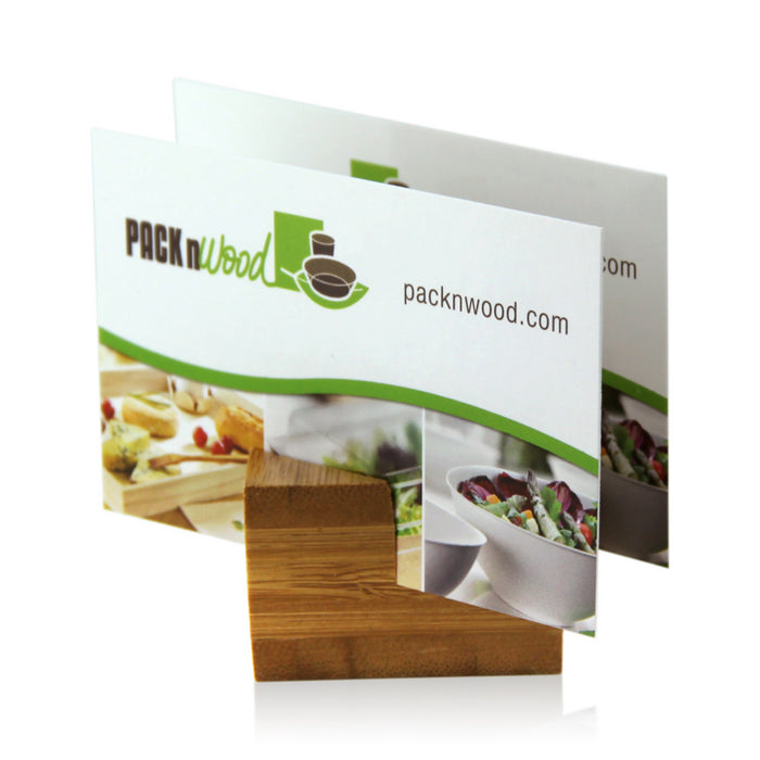 Soporte de menú o tarjetas de bambú 40x40mm A25mm - 10Uds