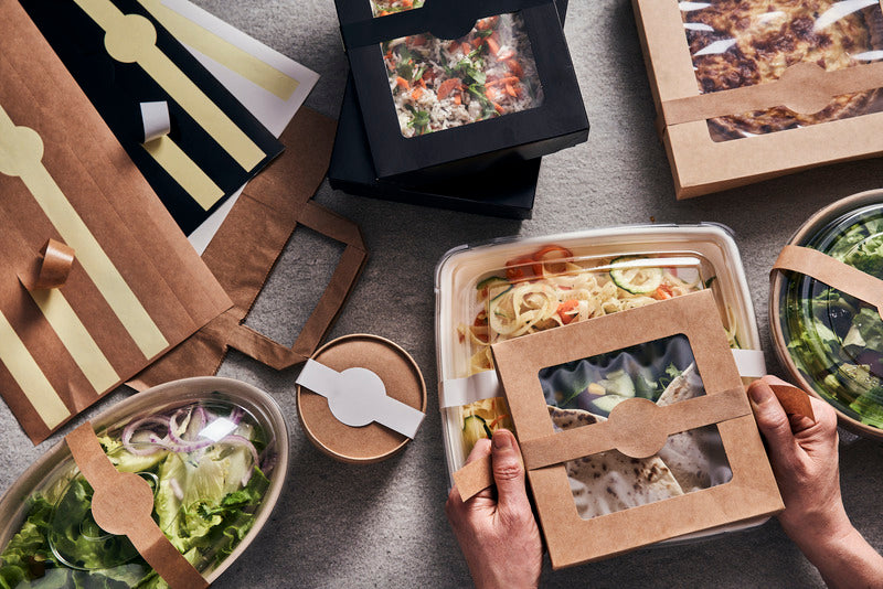 Caja rectangular de cartón negro con tapa ventana KRAY 225x155mm A50mm - 25Uds