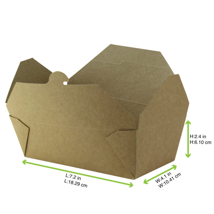 Caja de comida en cartón kraft laminado PE 1000ml 185x102mm A59mm - 50Uds
