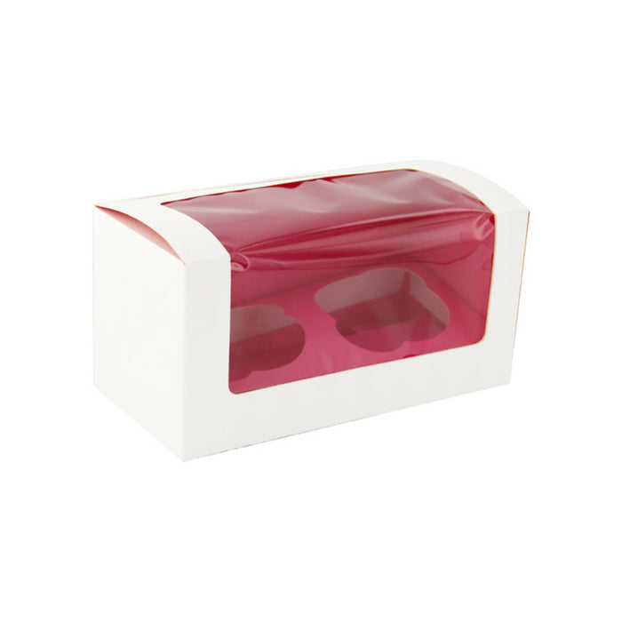 Caja de carton para cupcakes con inserto rosa (para 2 piezas) 175x85mm A85mm - 50Uds