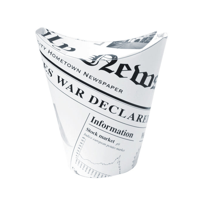 Vaso para snack de cartón blanco con cierre decoración News 270ml A118mm - 50Uds