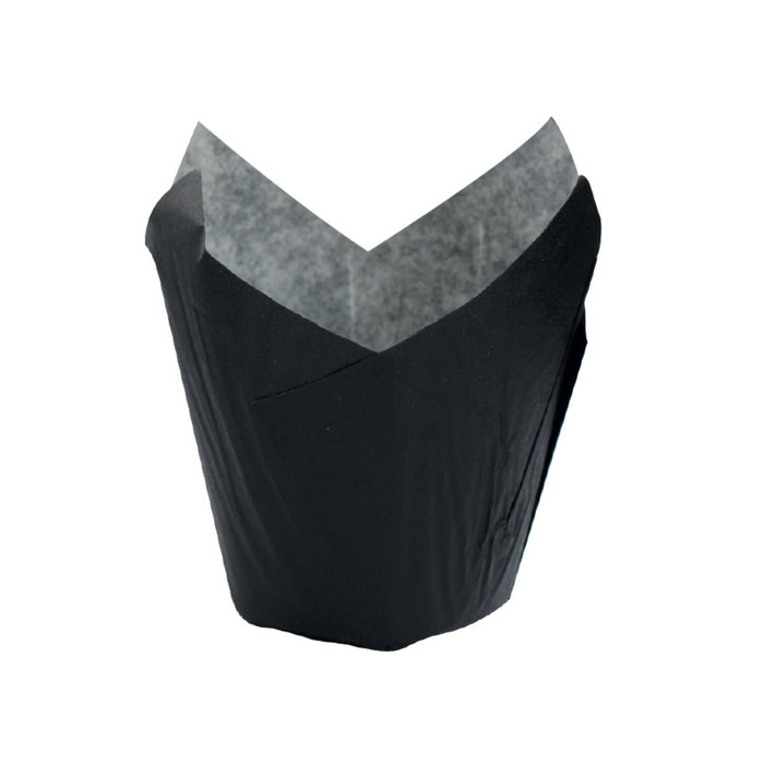Papel negro tulipa de cocción antigrasa 150x150mm A80mm - 120Uds