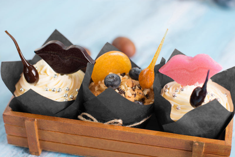 Papel negro tulipa de cocción antigrasa 150x150mm A80mm - 120Uds