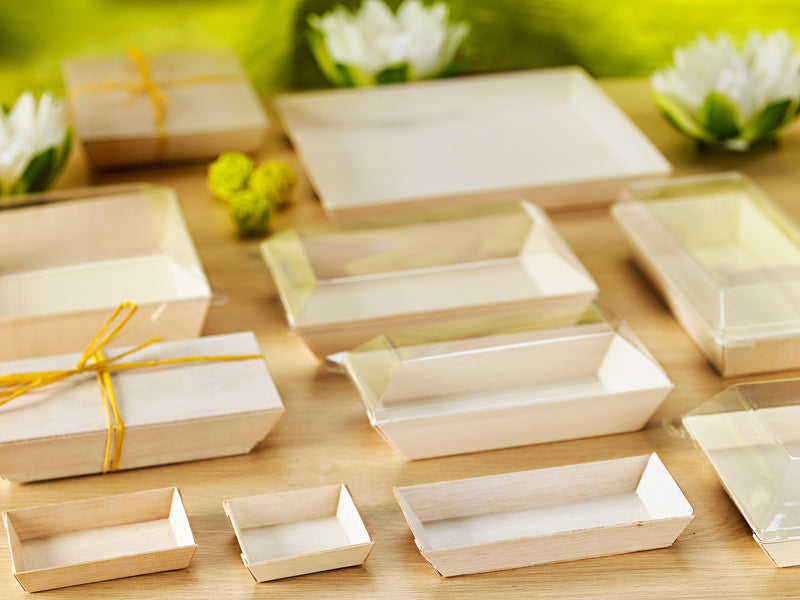 Bandeja de madera rectangular Samouraï 87x61mm A15mm - 20Uds