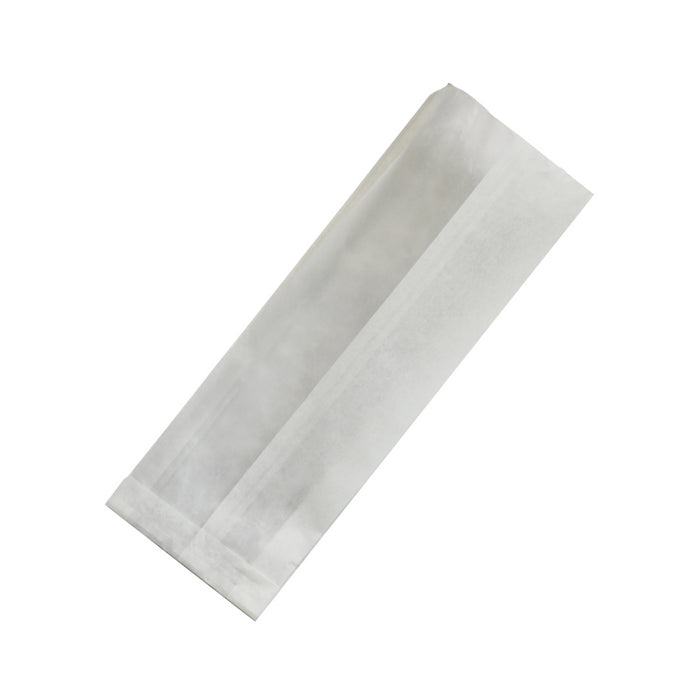 Bolsa bocadillo de papel kraft antigrasa blanca con ventana y fuelle de 6 cm 110x40mm A310mm - 1000Uds