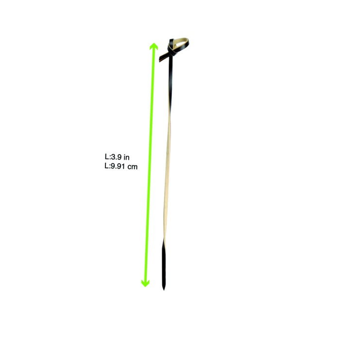 Pincho de bambú Tingi negro retorcido con un extremo en forma de bucle 100mm - 100Uds