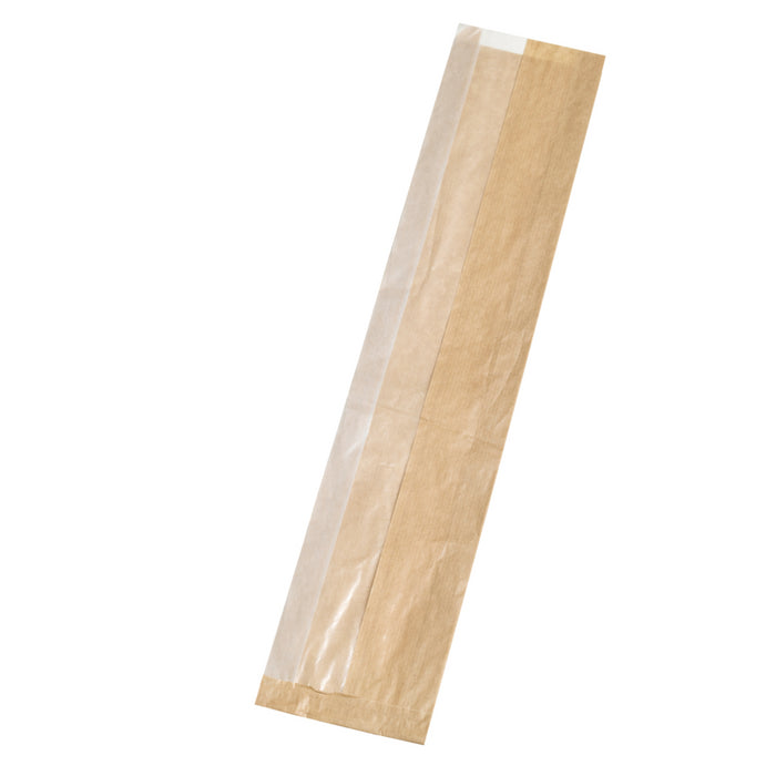 Bolsa bocadillo de papel kraft blanco con ventana y fuelle de 4 cm 110x40mm A550mm - 1000Uds