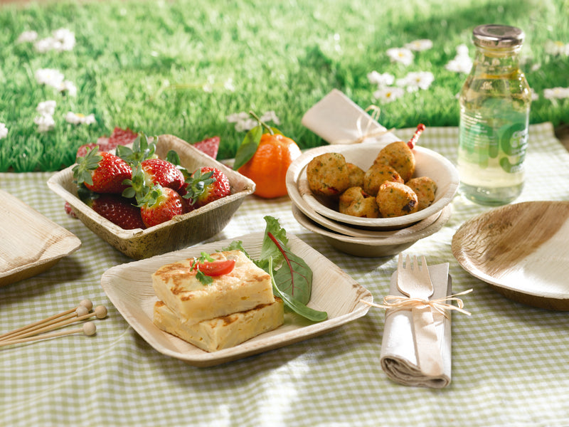 Bandeja ovalada de hoja de palmera 360x240mm A25mm - 10Uds