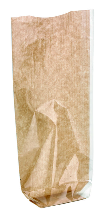 Bolsa transparente kraft con fondo marrón 120 A260mm - 100Uds