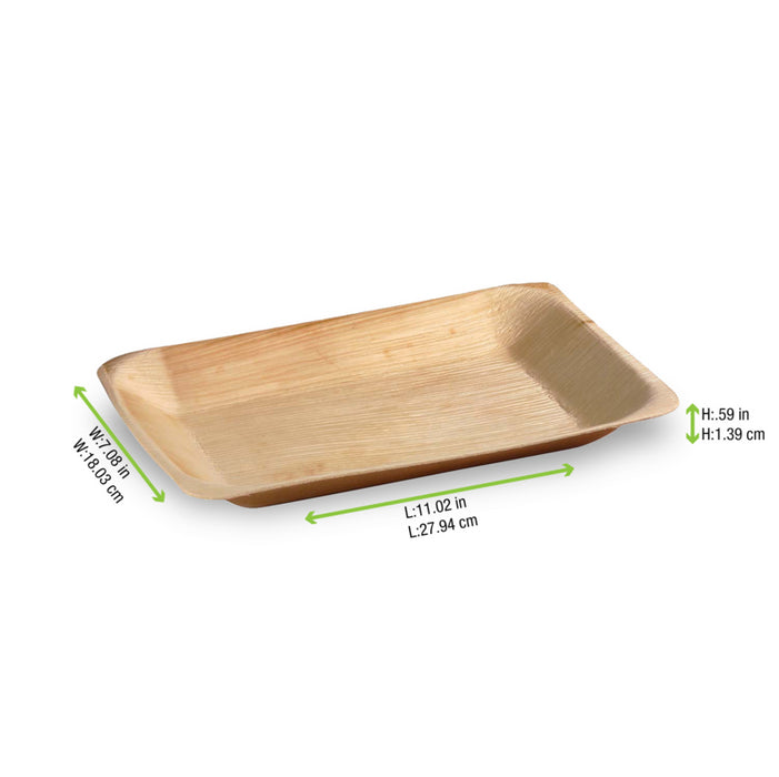 Plato rectangular de hoja de palmera 280x180mm A15mm - 10Uds