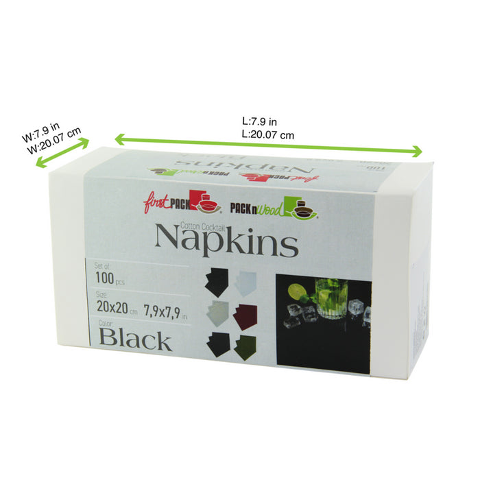 Servilleta de cocktail de algodón negra 200x195mm - 100Uds
