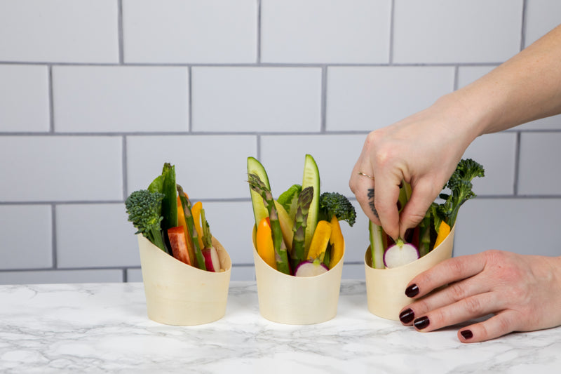 Vaso de madera inclinado 180ml A89mm - 25Uds