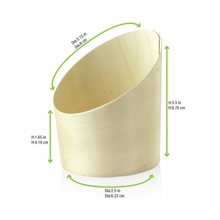 Vaso de madera inclinado 180ml A89mm - 25Uds