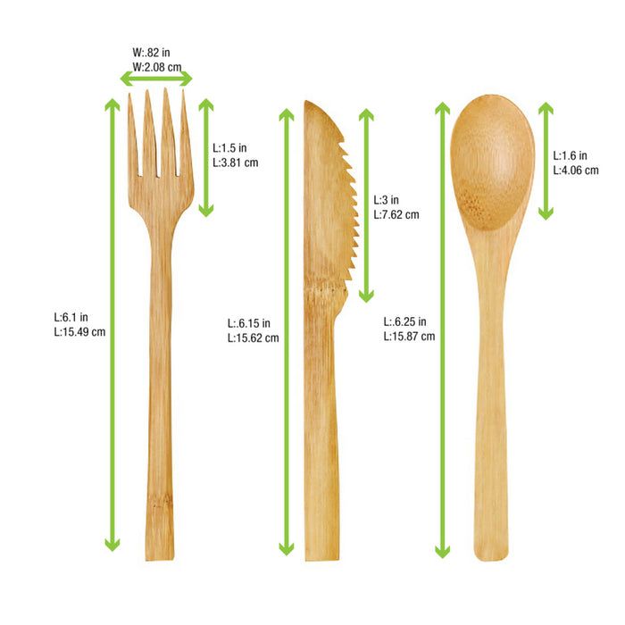 Kit 3/1 cubiertos de Bambu Envueltos en Kraft A160mm - 50Uds