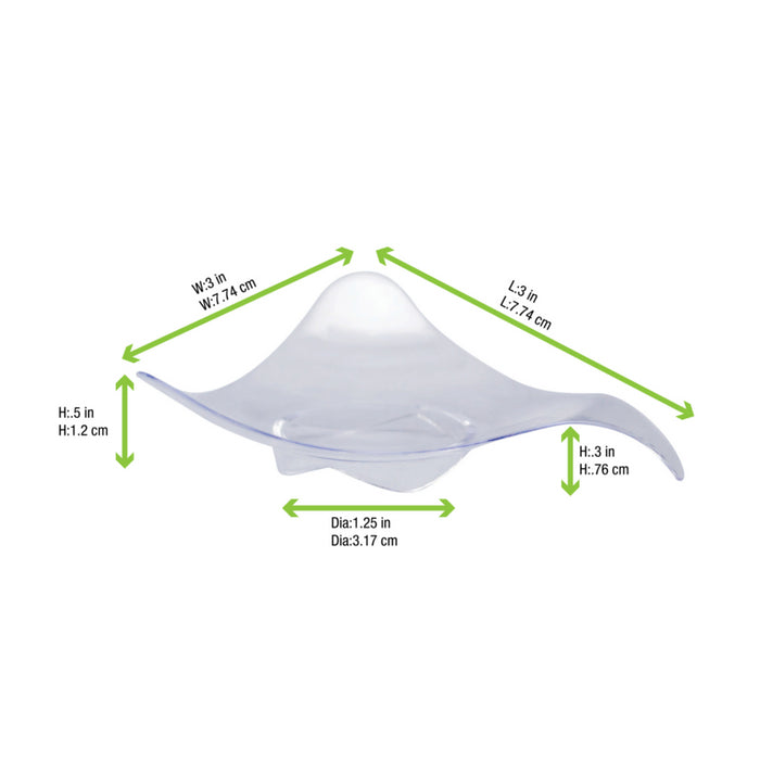 Mini plato transparente triángular. 80x80mm A20mm - 20Uds
