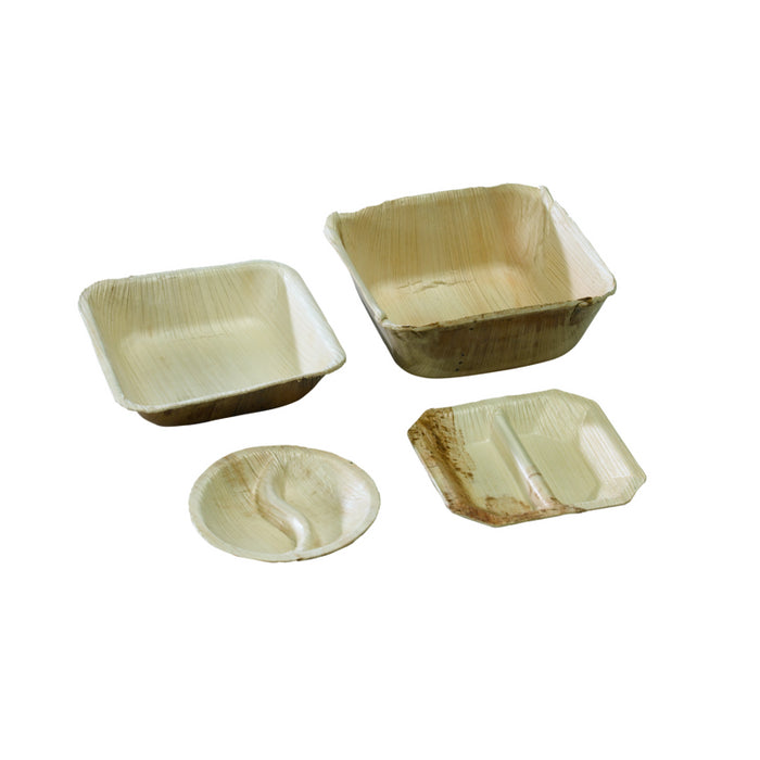 Cuenco cuadrado de hoja de palma 180ml 120x120mm A30mm - 10Uds