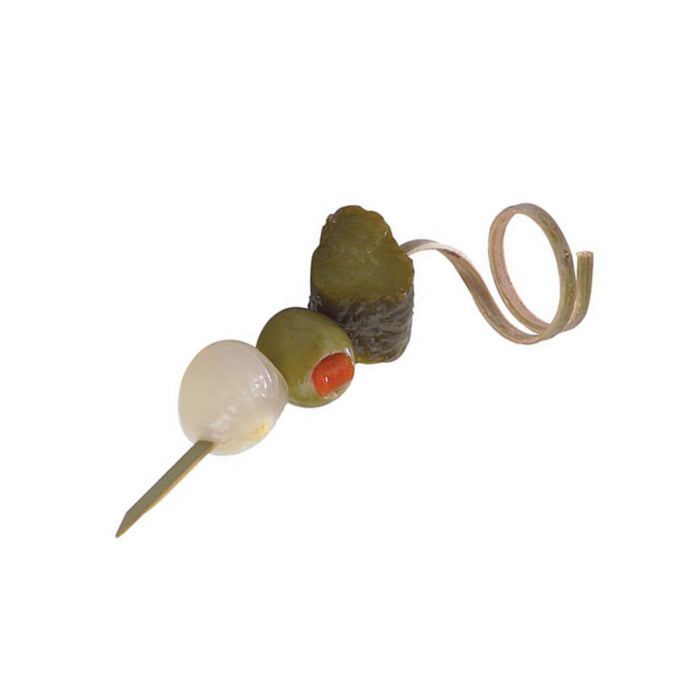 Pincho de bambú con extremo en forma de bucle 90mm - 100Uds