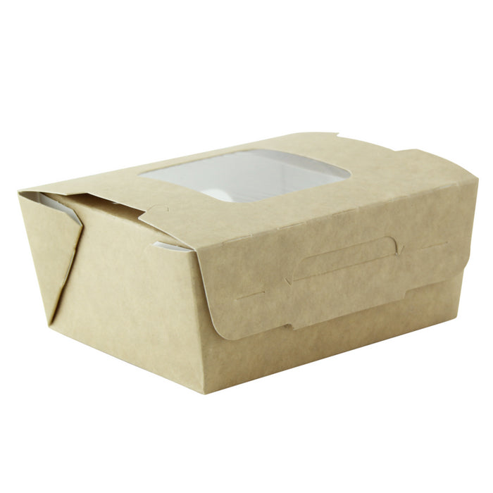 Ensaladera de cartón kraft con ventana doble 400ml 98x115mm A45mm - 30Uds