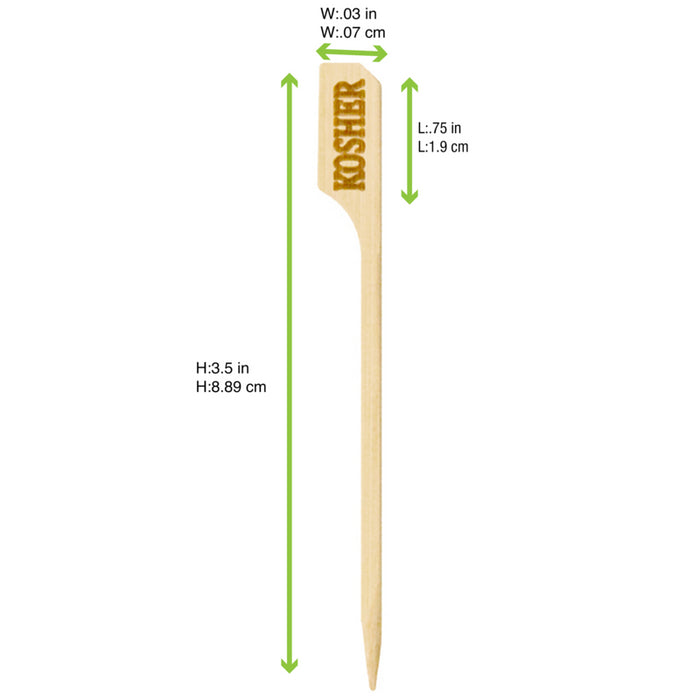 Pincho de bambú Teppo Gushi con inscripción Kosher A90mm - 100Uds