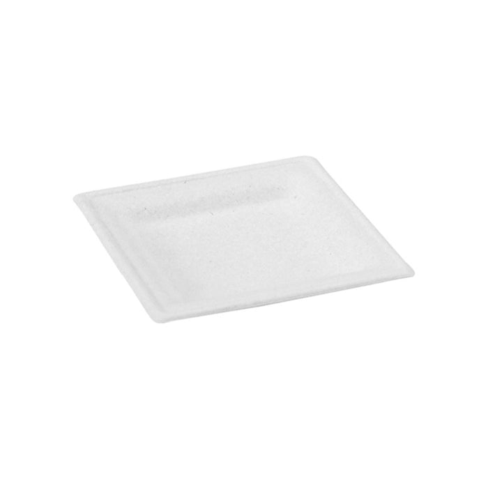Plato cuadrado de pulpa blanco 160x160mm - 50Uds