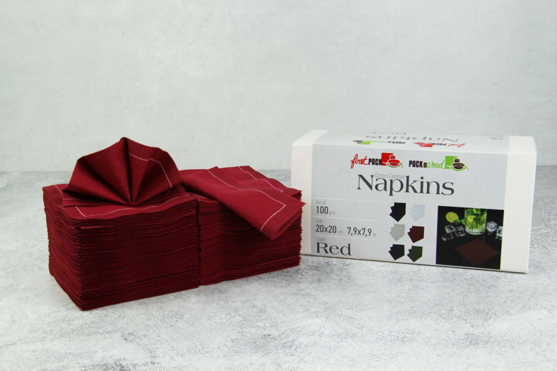 Servilleta de cocktail de algodón roja 200x195mm - 100Uds